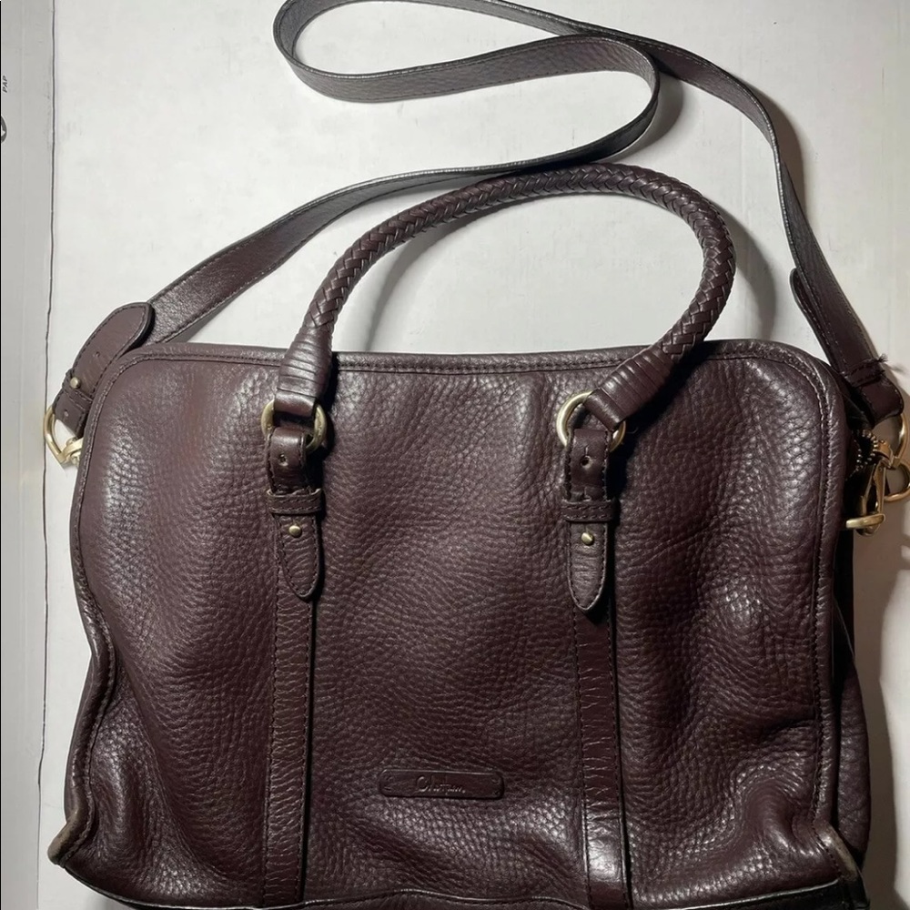 Pre-owned Cole Haan Women’s Messenger Bag Brown Leather With Braided Straps